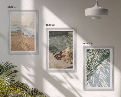 Bilder-3er-set mit rahmen Strandhut und Sonnenbrille
