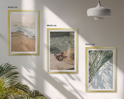 Bilder-3er-set mit rahmen Strandhut und Sonnenbrille