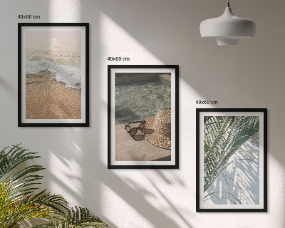 Bilder-3er-set mit rahmen Strandhut und Sonnenbrille