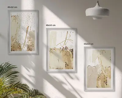 Gerahmtes Bilderset abstrakte Muster in Beige und Weiß
