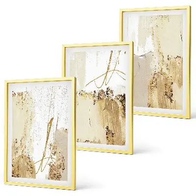 Gerahmtes Bilderset abstrakte Muster in Beige und Weiß
