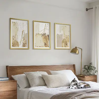 Gerahmtes Bilderset abstrakte Muster in Beige und Weiß