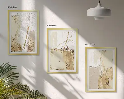 Gerahmtes Bilderset abstrakte Muster in Beige und Weiß