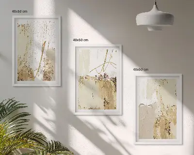 Gerahmtes Bilderset abstrakte Muster in Beige und Weiß