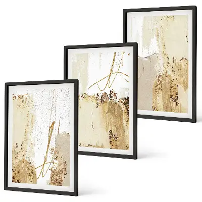 Gerahmtes Bilderset abstrakte Muster in Beige und Weiß