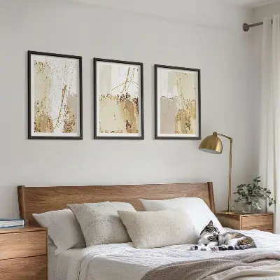 Gerahmtes Bilderset abstrakte Muster in Beige und Weiß