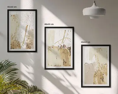 Gerahmtes Bilderset abstrakte Muster in Beige und Weiß