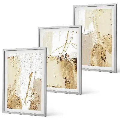 Gerahmtes Bilderset abstrakte Muster in Beige und Weiß