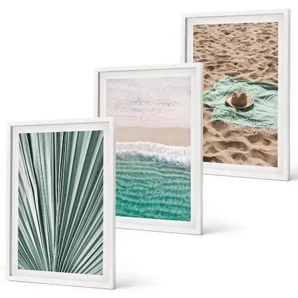 Bilderset Urlaubsblick Strand und Meer 3er-Set mit Rahmen