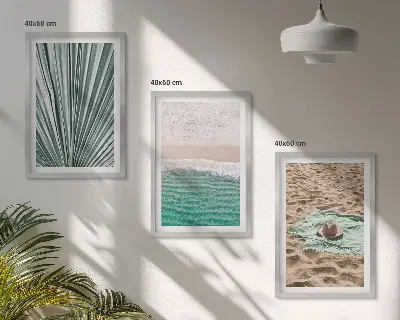 Bilderset Urlaubsblick Strand und Meer 3er-Set mit Rahmen