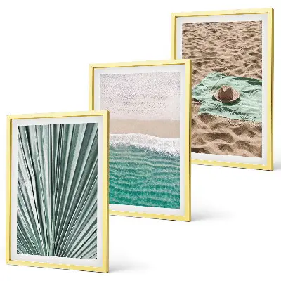 Bilderset Urlaubsblick Strand und Meer 3er-Set mit Rahmen