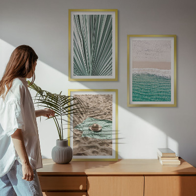 Bilder-3er-set mit rahmen Urlaubsblick Strand Meer