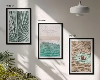 Bilderset Urlaubsblick Strand und Meer 3er-Set mit Rahmen