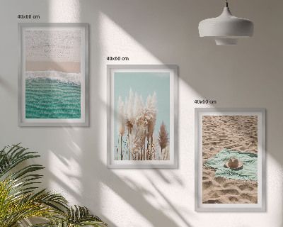 Gerahmtes bilderset Strandwellen Grashut