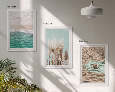 Gerahmtes bilderset Strandwellen Grashut