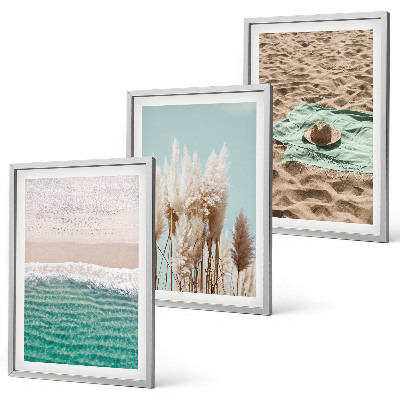 Gerahmtes bilderset Strandwellen Grashut