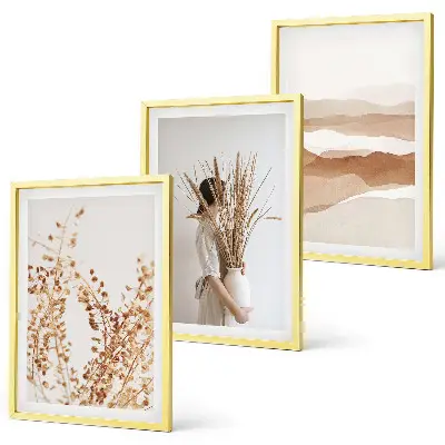 Rustikale Boho-Blumenmotive 3er-Set Bilder mit Rahmen