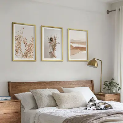 Rustikale Boho-Blumenmotive 3er-Set Bilder mit Rahmen