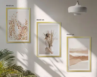 Rustikale Boho-Blumenmotive 3er-Set Bilder mit Rahmen
