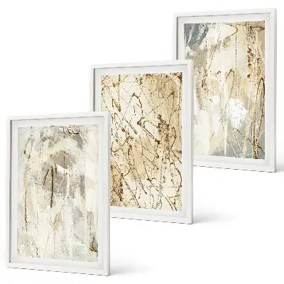 Gerahmtes Bilderset mit abstrakten Mustern in Beige und Grau