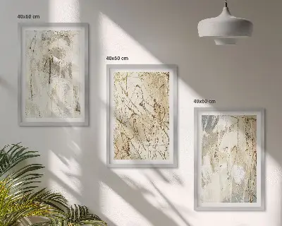 Gerahmtes Bilderset mit abstrakten Mustern in Beige und Grau