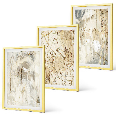 Gerahmtes bilderset Abstrakte Muster in Beige und Grau