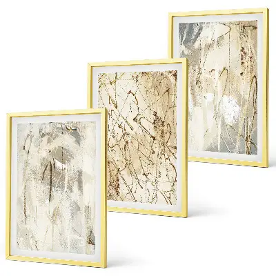 Gerahmtes Bilderset mit abstrakten Mustern in Beige und Grau