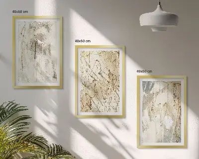Gerahmtes Bilderset mit abstrakten Mustern in Beige und Grau