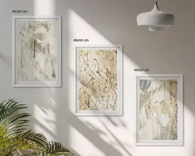 Gerahmtes Bilderset mit abstrakten Mustern in Beige und Grau