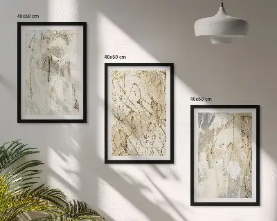 Gerahmtes Bilderset mit abstrakten Mustern in Beige und Grau