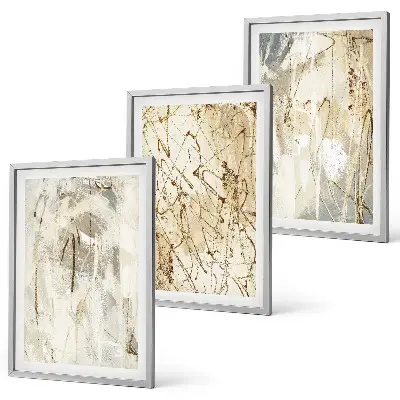 Gerahmtes Bilderset mit abstrakten Mustern in Beige und Grau