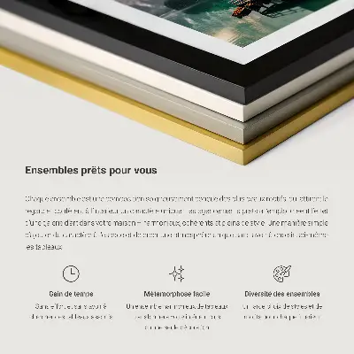 3er-Set Bilder mit Rahmen mit minimalistischen grünen Pflanzenmotiven