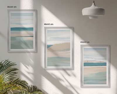Bilder-3er-set mit rahmen Abstrakte blaue Landschaften