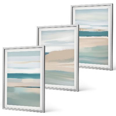 Bilder-3er-set mit rahmen Abstrakte blaue Landschaften
