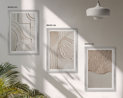Gerahmtes bilderset Abstrakte Muster beige weiß