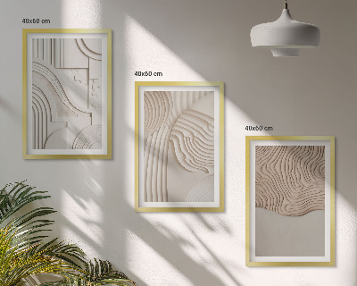 Gerahmtes bilderset Abstrakte Muster beige weiß