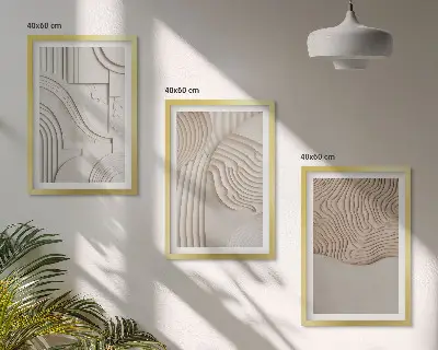 Gerahmtes Bilderset abstrakte Muster in Beige und Weiß