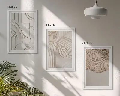 Gerahmtes Bilderset abstrakte Muster in Beige und Weiß