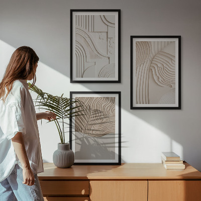 Gerahmtes bilderset Abstrakte Muster beige weiß