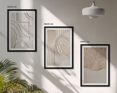 Gerahmtes bilderset Abstrakte Muster beige weiß