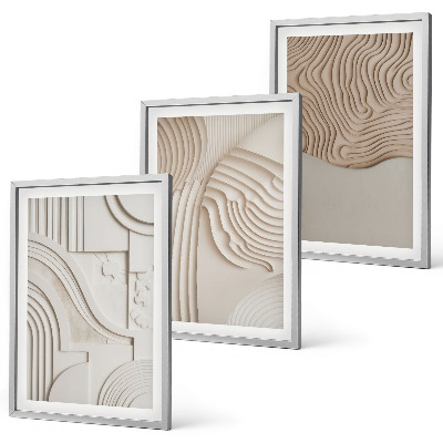 Gerahmtes bilderset Abstrakte Muster beige weiß