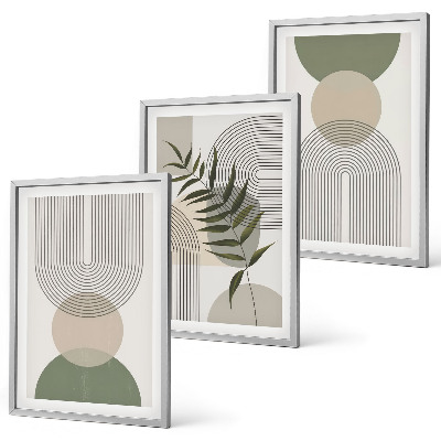 Gerahmtes bilderset Abstrakte Formen mit Grün
