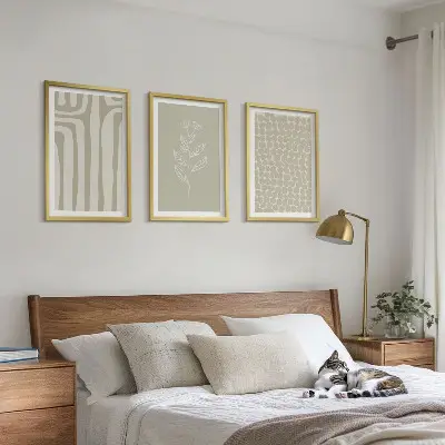Geometrische Pflanzenmuster gerahmtes Bilderset