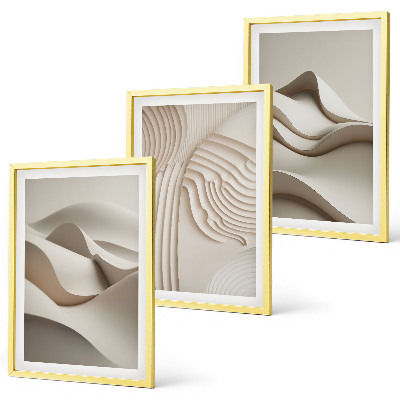 Bilder-3er-set mit rahmen Abstrakte beige Wellen