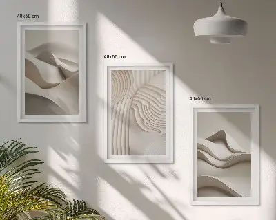 Abstrakte beige Wellen 3er-Set Bilder mit Rahmen