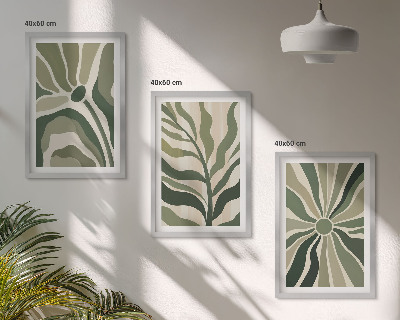 Bilder-3er-set mit rahmen Grüne und beige Pflanzenmuster