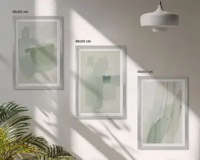 Abstrakte Aquarellmuster 3er-Set Bilder mit Rahmen