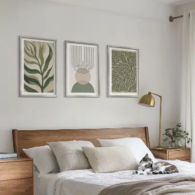 Geometrische Blattformen 3er-Set Bilder mit Rahmen