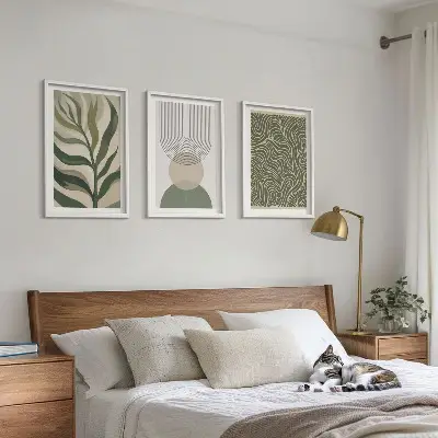 Geometrische Blattformen 3er-Set Bilder mit Rahmen