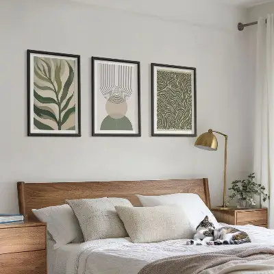 Geometrische Blattformen 3er-Set Bilder mit Rahmen
